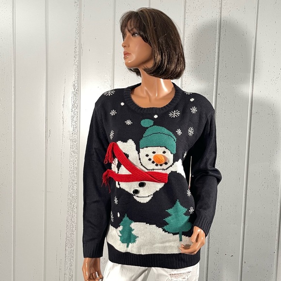 *NWT Merry Christmas Women’s 3D Navy Blue Snowman Sweater Sz L - Picture 16 of 16